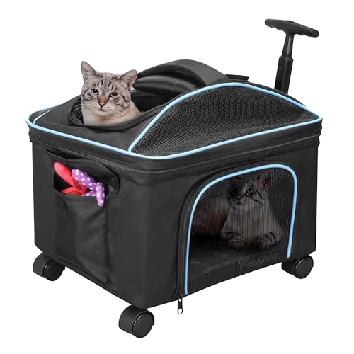 Transporttasche mit abnehmbaren Rollen für kleine Hunde und Katzen, Transportbox, Flugzeug, Kabine, Hundewagen, Belastung bis zu 11 kg (schwarz und blau) von INFANZIA