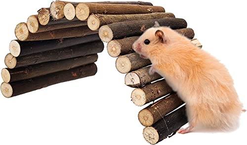 INHEMING Hamster-Kaubrücke, Holz, biegsame Brücke, Hamsterspielzeug, natürliche Holzleiter, Brücke, Kleintierkäfig, Zubehör für Zwergsyrische Hamster, Mäuse, Meerschweinchen, Chinchilla, Klettern von INHEMING