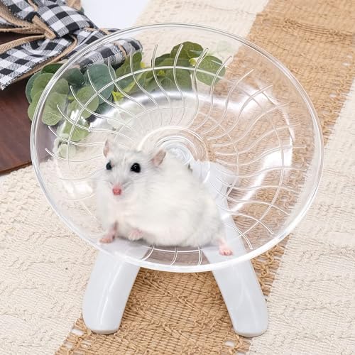 INHEMING Hamster Laufrad aus Kunststoff, 7 Zoll Hamster Fliegende Untertasse, Übungsrad Spielzeug,Leises Spinner für Syrische Zwerghamster, Rennmäuse, Mäuse oder andere kleine Haustiere, Weiß von inheming