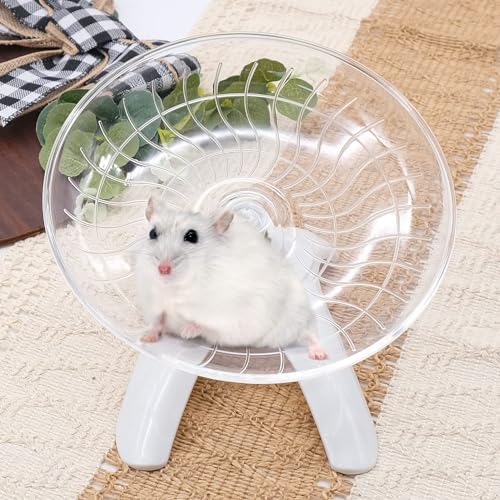 INHEMING Hamster Laufrad aus Kunststoff, 7 Zoll Hamster Fliegende Untertasse, Übungsrad Spielzeug,Leises Spinner für Syrische Zwerghamster, Rennmäuse, Mäuse oder andere kleine Haustiere, Weiß von INHEMING