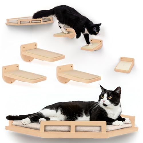 Katzen-Wandregale mit Eck-Katzenregal und 3 Stufen, einfach zu installieren, Wandklettern für Katzen, moderne und langlebige Regale für Katzen, geeignet für kleine und mittlere Größe bis zu 10 kg von INICIO
