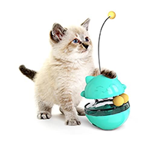 INIFLM Cat Tumbler Treat Slow Feeder Ball Spielzeug, Cat Wand Teaser mit Cat Stick 3-in-1 Interaktives Katzenspielzeug Leckerlispender 360° Selbstdrehender Futterball von INIFLM