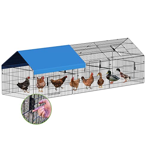 INJOPEXI Hühnerstall aus Metall für Hof mit Abdeckung, Zubehör Stall (353,1 cm L x 101,6 cm B x 99,9 cm H) von INJOPEXI