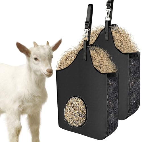 INKNOTE Heutasche zum Aufhängen, für Ziegen, langsam, Premium-Oxford-Stoff mit Metallring und verstellbarem Riemen, für Pferde, Esel, Kühe, Alpakas, Strauße oder andere Tiere, Schwarz, 2 Stück INKNOTE Heutasche zum Aufhängen, für Ziegen, langsam, Premium-Oxford-Stoff mit Metallring und verstellbarem Riemen, für Pferde, Esel, Kühe, Alpakas, Strauße oder andere Tiere, Schwarz, 2 Stück von INKNOTE