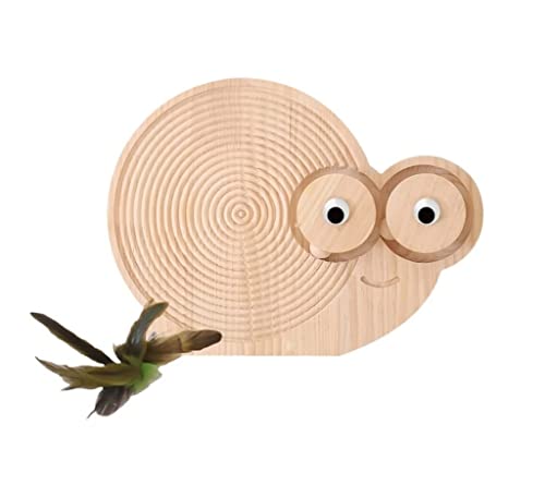 Katzenkratzer Katzenkratzbrett, Multifunktional, Holz, Katzenkratzpolster, Schneckenform, Katzenkratzer Mit Spielzeugball Für Den Innenbereich Kratzmatte Katze (Blue : Wood, Size : 40 * 29.5cm) von INKTUS