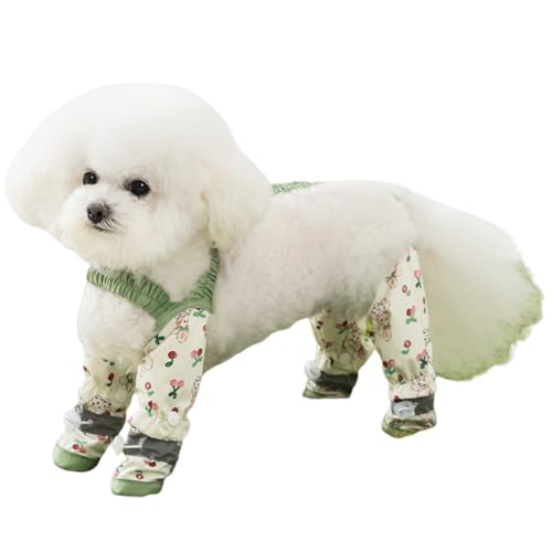 INLANDSIS Anti-Staub-Hose für Haustiere, schmutzdichte Outdoor-Hose, rutschfeste Hundepfotenschutzschuhe mit rutschfesten Griffen, verstellbare 4-Wege-Stretch-Leggings, Hundeärmel, Grün, Größe L von INLANDSIS