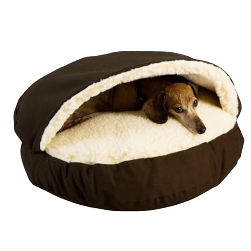 INLANDSIS Deluxe-Hundebetthöhle, abnehmbare, warme Hundehütte mit Kapuze, beruhigendes Donut-Bett gegen Angstzustände, waschbar für große, mittelgroße und kleine Hunde (Brown,XL) von INLANDSIS
