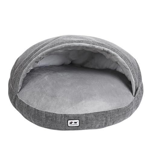 INLANDSIS Deluxe-Hundebetthöhle, abnehmbare, warme Hundehütte mit Kapuze, beruhigendes Donut-Bett gegen Angstzustände, waschbar für große, mittelgroße und kleine Hunde (Gray,XL) von INLANDSIS