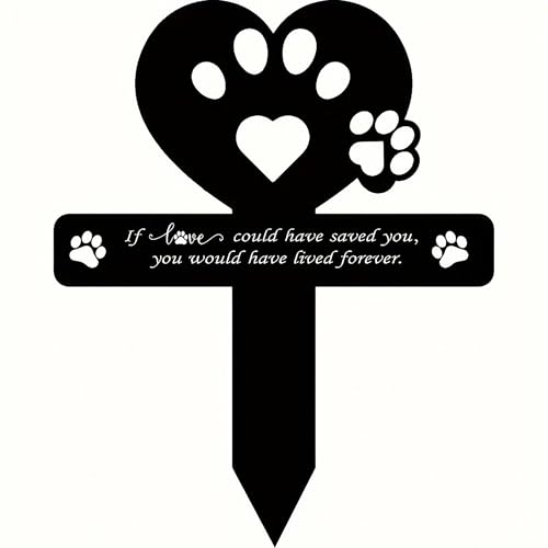 INMORVEN Gedenkgrabstein für Haustiere - 23x18,5 cm Grabmal für Hunde & Katzen aus Metall, wetterfeste Erinnerungsdekoration für Garten & Friedhof von INMORVEN