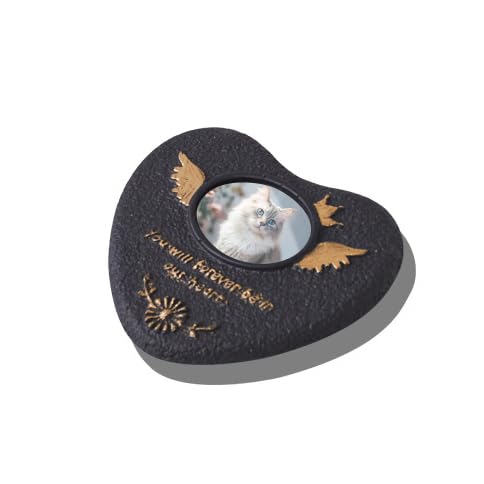 INMORVEN Grabstein Hund – Personalisierter Gedenkstein für verstorbene Haustiere (15x15x1,5 cm) mit Pfotenabdruck, Herz-Design & Namen – Trostvolles Andenken an Katze oder Hund (Herz) von INMORVEN