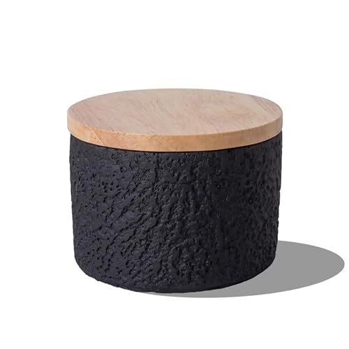 INMORVEN Tierurne für Hunde & Katzen – Ascheurnen aus Zement & Bambus (9x6,3x9 cm) – Würdevolles Andenken an verstorbene Haustiere (Schwarz) von INMORVEN