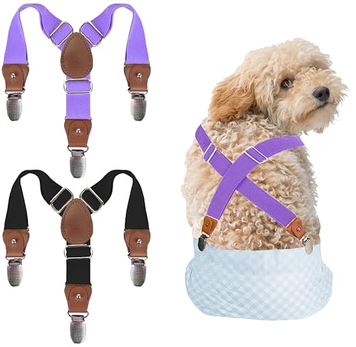 2 Stück Hundewindel-Hosenträger für Hundewindeln, weiblich und Bauchband für Männer, verhindert, dass Hundewindeln herunterfallen, Windeln, Hosenträger für Hunde in Hitze/Periode (Schwarz und Lila, 2 Stück Hundewindel-Hosenträger für Hundewindeln, weiblich und Bauchband für Männer, verhindert, dass Hundewindeln herunterfallen, Windeln, Hosenträger für Hunde in Hitze/Periode (Schwarz und Lila, von INNERZEN