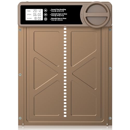 Automatische Hühnerklappe - Große mit Zeit/Handmodus Einklemmschutz, elektrische Hühnerklappe automatisch, Aluminiumlegierung Hühnertür | Batteriewarnung | Wasserdicht Großes Display von INNOLAND