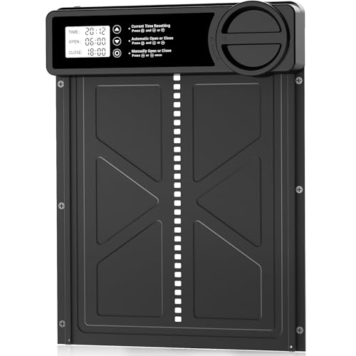 INNOLAND Automatische Hühnerklappe - Große mit Zeit/Handmodus Einklemmschutz, elektrische Hühnerklappe automatisch, Aluminiumlegierung Hühnertür | Wasserdicht Großes Display | Batteriewarnung von INNOLAND