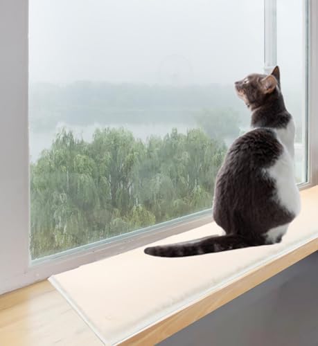 Weiche Katzen-Fensterbank, Haustier-Pad, Katzen-Sitzstange, flauschige Fensterbank, Katzenkissen, Sitzbett, Katzenkissen für Fensterbank, Haustier-Fenstermatte (Beige, 30,5 x 61 cm) von INNOYUMLIN