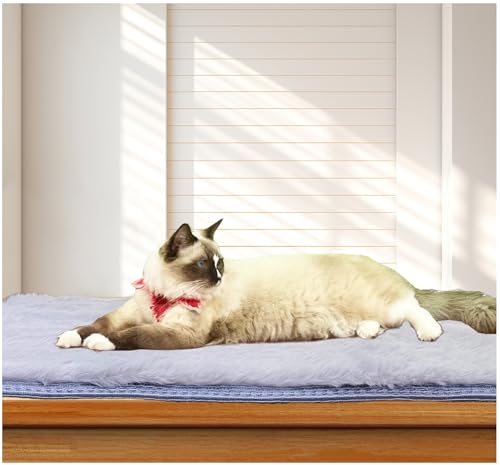 Weiche Katzen-Fensterbank, Haustier-Pad, Katzen-Sitzstange, flauschige Fensterbank, Katzenkissen, Sitzbett, Katzenkissen für Fensterbank, Haustier-Fenstermatte (Grau, 30,5 x 88,9 cm) von INNOYUMLIN