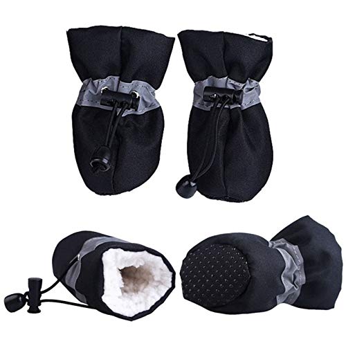 Hundeschuhe,Dog Boots 4 Teile/Satz wasserdichte Winter Haustier Hund Schuhe Anti-Slip Regen Schnee Stiefel Schuhe Dicke Warme for Kleine Katzen Welpen Hunde Socken Booties (Color : Black, Size : 7) von INOKAI