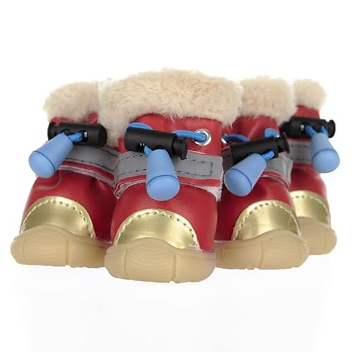 Hundeschuhe,Dog Boots Haustierstiefel, Hundeschuhe, Welpen, Winter, warme Baumwollstiefel, Hundeschuhe, warm (Color : Red, Size : 4) von INOKAI