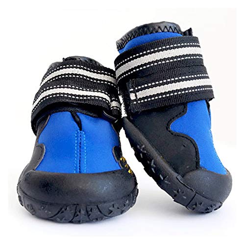 Hundeschuhe,Dog Boots Sport-Hundeschuhe for große Hunde, Haustier-Außen-Regenstiefel, rutschfeste Welpen-Lauf-Turnschuhe, wasserdichte Stiefel, Haustier-Zubehör (Color : Blue, Size : 5) von INOKAI