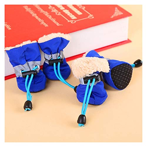 Hundeschuhe,Dog Boots Weiche Hundeschuhe Winter Haustier Fußschuhe for Hunde Stiefel rutschfeste atmungsaktive Sommerschuhe Welpen (Color : Blue, Size : 2) von INOKAI