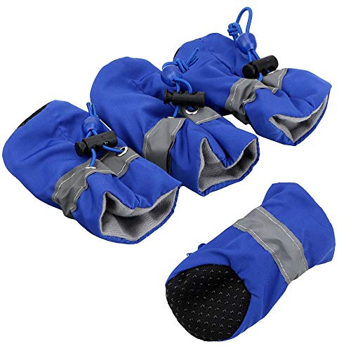 Hundeschuhe,Dog Boots rutschfeste Welpenschuhe, 4 Stück, Hundeschuhe mit weichen Sohlen, wasserdicht, weiche Haustierpfote, Haustierzubehör (Color : Blue, Size : 7) von INOKAI