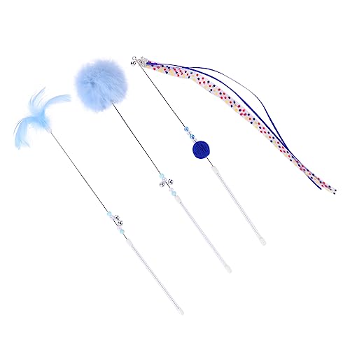 INOOMP 3er-Pack Katzen-Teaser-Sticks Fellband Interaktives Spielzeug Für Hauskatzen Sanftes Design von INOOMP