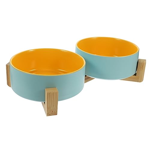 INOOMP Zweifarbiger Katzenfutternapf Aus Keramik Mit Holzhalter Zum Reinigen des Futternapf-Sets Für Katzen Und Hunde INOOMP Zweifarbiger Katzenfutternapf Aus Keramik Mit Holzhalter Zum Reinigen des Futternapf-Sets Für Katzen Und Hunde von INOOMP