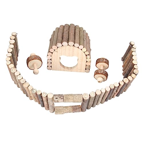 INOOMP Gartenspielzeug-Set Holzzaun Haustier-zähneknirschen-Spielzeug 6-teiliges Kauspielzeug-Set Holzspielzeug Für Kleintiere von INOOMP