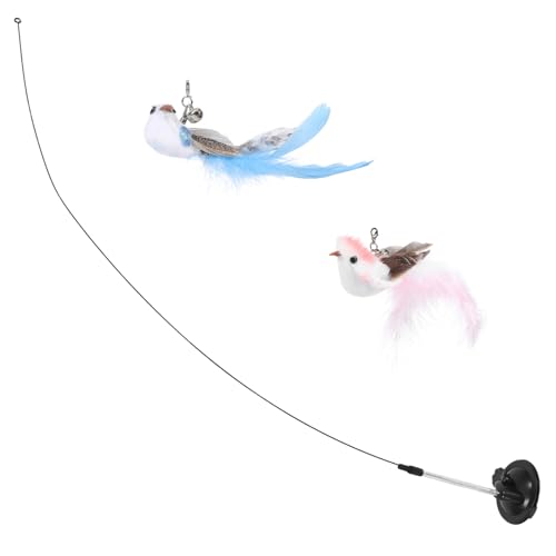INOOMP 1satz Interaktives Katzen-Spielzeug Mit Saugnäpfen Teiliges Mit -Teaser Und Ersatz-Vogel Für Katzen Im Innenbereich von INOOMP