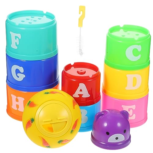 INOOMP 1satz Stapelbecher Für Kaninchen Aus Bunten Futter Und Spielzeugbechern Mit Verstellbarem Öffnungsdesign Und Reinigungsbürste Für Beschäftigung Und Futterversteck Für von INOOMP