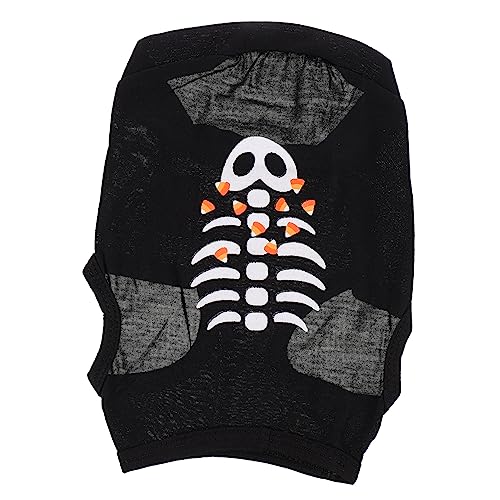 INOOMP 1stück Halloween Hundekleidung Süßes Baumwoll-haustierkostüm Schwarzes Fischgräten-hundeweste Für Kleine Hunde Für Halloween-Partys Und Outdoor-aktivitäten von INOOMP