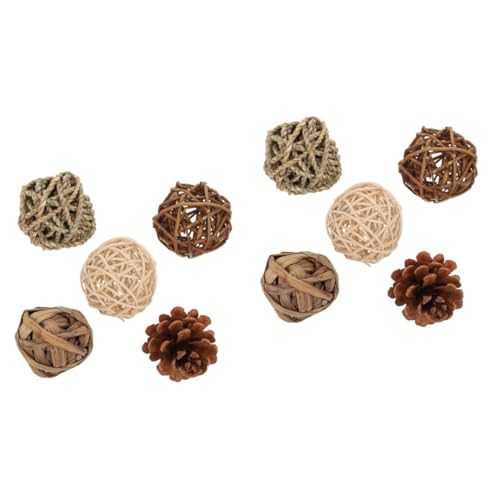 INOOMP 10 STK Heimdekorationsball Nymphensittich Spielzeug Hochzeit Rattenkugel Hamsterspielzeug Strohball-Spielzeug Vogelspielzeug Bälle Hasenkaubälle Kaninchen Kauen Weinholz von INOOMP