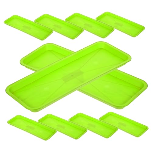 INOOMP 10 Stück Kunststoffschale Anlage Topf Tablett drinnen Rechteckiger Sukkulenten-Übertopf Aufschlag rechteckiges Pflanzgefäß rechteckige Blumentopfschalen Plastik Tropfschale pp Grün von INOOMP