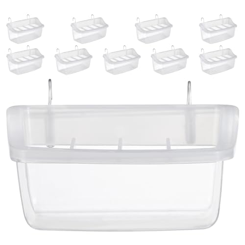INOOMP 10 Stück Vogelfutterspender zum Aufhängen: Wasserspender aus Kunststoff mit Haken – Futternapf für kleine Sittiche, Nymphensittiche, Kanarienvögel, Papageien, Käfigzubehör von INOOMP