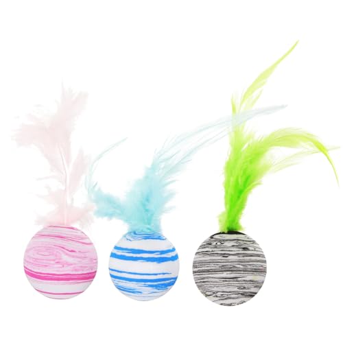 INOOMP 12 STK Katzenspielzeugball Spielzeug für Wohnungskatzen kreative Kätzchenbälle interaktives katzenspielzeug Interactive cat Toy Spielzeuge Katzenbälle mit Feder Katze neckt Bälle von INOOMP