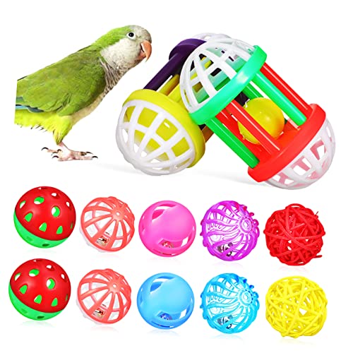 INOOMP 12 Stück Vogel Spielzeugball Vogelspielzeugball Vogelspielzeug Für Papageien Vogelzubehör Für Käfig Vogelspielzeug Für Sittiche Zur Vogelsuche Vogelbälle Glocken Plastik von INOOMP