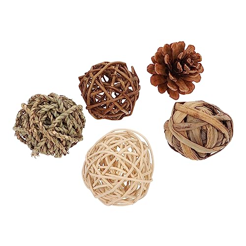 INOOMP 15stücke Naturstroh-kauspielzeuge Für Kaninchen Und Vögel Handgefertigte Rattanbälle Zur Molarpflege Interaktive Spielzeuge Zur Beschäftigung Und Stressreduzierung von INOOMP