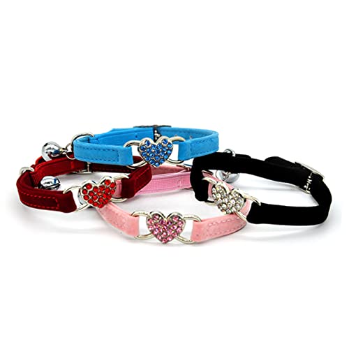 INOOMP für Kätzchen Glöckchen Herzform Haustierhalsband Verstellbar Glänzende Strasssteine für Die Verschiedenen Jahreszeiten von INOOMP