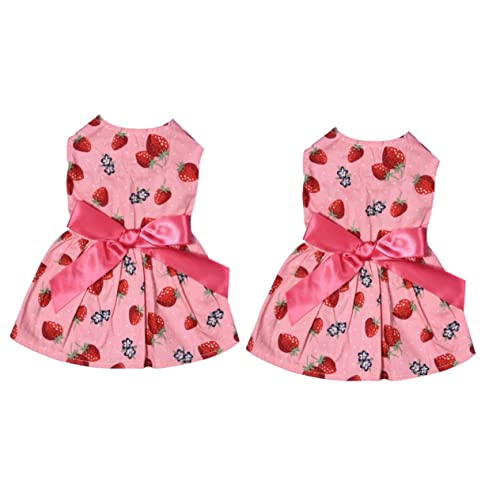 INOOMP 2stücke Elegantes Hundekleid Mit Bowknot Sommerliches Ärmelloses Kleid Für Kleine Hunde Perfektes Outfit Für Partys Und Fotos Erdbeere von INOOMP
