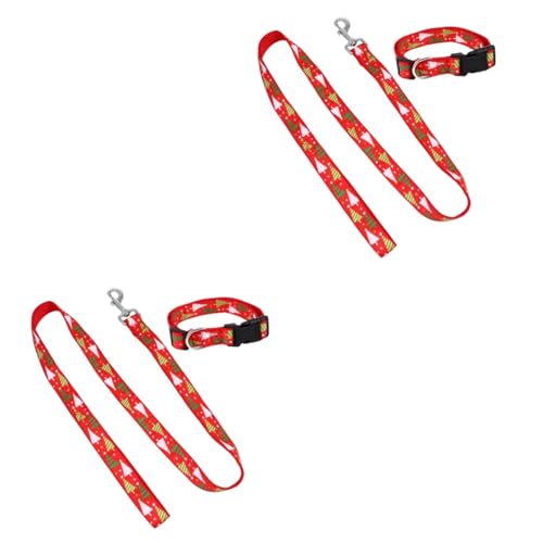 INOOMP 2 Sätze Kragen Kordelzug Weihnachten Haustier Hals Weihnachtskostü für Haustiere weihnachtsbaumkragen Christmas Tree Collar geschenkset Leine Haustierzubehör Halsseil für Hunde von INOOMP