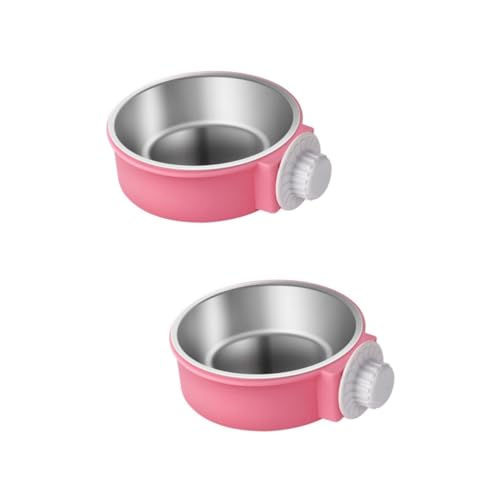 INOOMP 2stücke Edelstahl Pet Hanging Cage Schüssel Für Hunde Und Kleintiere Futter Und Wassernapf Mit Abnehmbarer Konstruktion Für Einfache Reinigung Und Fütterung von INOOMP
