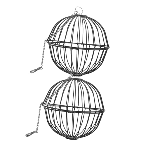 INOOMP 2 Stück Hamsterkäfig Heu-futterball Für Heufütterung Häschen-Feeder Füttern Kaninchen Spender Heu Meerschweinchen Heuball Hasenbälle Klein Schwarz Rostfreier von INOOMP