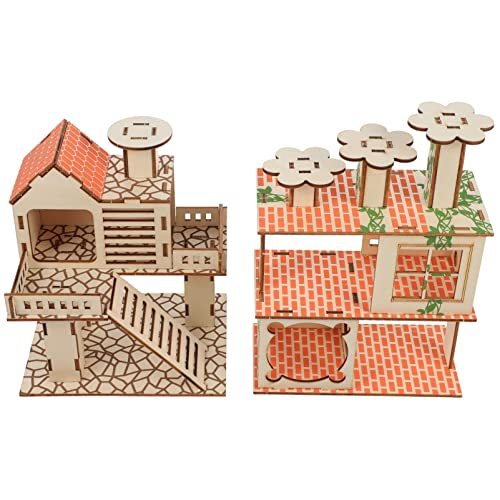 INOOMP 2stücke Hamsterplattform Aus Holz Hamstervilla-Spielzeug Als Haustierhaus Als Lebensraum Für Hamster Eichhörnchen Und Chinchillas Naturmaterialien Fördern Krabbel Und Kaulust von INOOMP