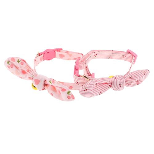 INOOMP 2 Stück Verstellbares Katzenhalsband mit Glocke Baumwolle und Abnehmbares Schleifenhalsband mit Hasenohren Sicherer Breakaway-Verschluss für Kleine Katzen und Kätzchen Täglicher von INOOMP