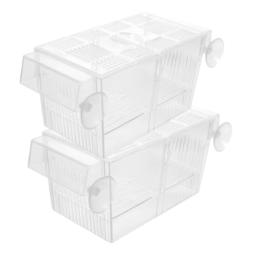 INOOMP 2 Stück Zuchtbox Aquarium Transparentes Aufzuchtbecken mit Saugnapf Wiederverwendbar Robustes Inkubator Fische Sicher Praktisch zur Fischbrut und Garnelenaufzucht von INOOMP