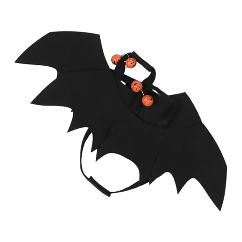 INOOMP 2 Stücke Halloween Haustier Fledermaus Kostüm Flügel mit Kürbisglocke Leichtes Bequemes Cosplay für Kleine Hunde und Katzen Einfach Anzuziehen für Party und Festtagsdekoration von INOOMP