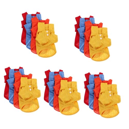 INOOMP 20stücke Teiliges Hundeshirts Für Frühling Sommer Atmungsaktive T-Shirts Für Kleine Hunde Und Katzen Xs Blau Gelb Orange Und Rot Niedliche Haustierbekleidung Für Partys Und von INOOMP