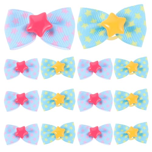 INOOMP 20 Stück Haarschleifen für Haustiere, Schleifen für Welpen und Hunde mit Gummibändern, Aufsätze zur Tierhaarpflege mit Gummiband für Mädchen, kleine Hunde, Welpen, Kostümzubehör von INOOMP