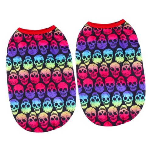 INOOMP 2 Stücke Hund Halloween Kostüm Schädel Pullover Für Haustier Hund Weiche Baumwolle Pullover Schädel Muster von INOOMP