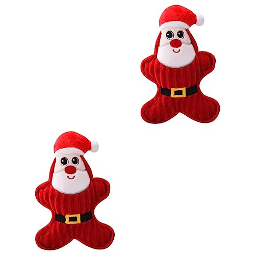 INOOMP 2stücke Adorable Pet Chew Toy Plüsch Weihnachtsmann Für Hunde Geräuschfunktion Zur Beschäftigung Langeweile Und Zerstörungsverhalten Kauspielzeug Für Kleine Und Mittlere von INOOMP